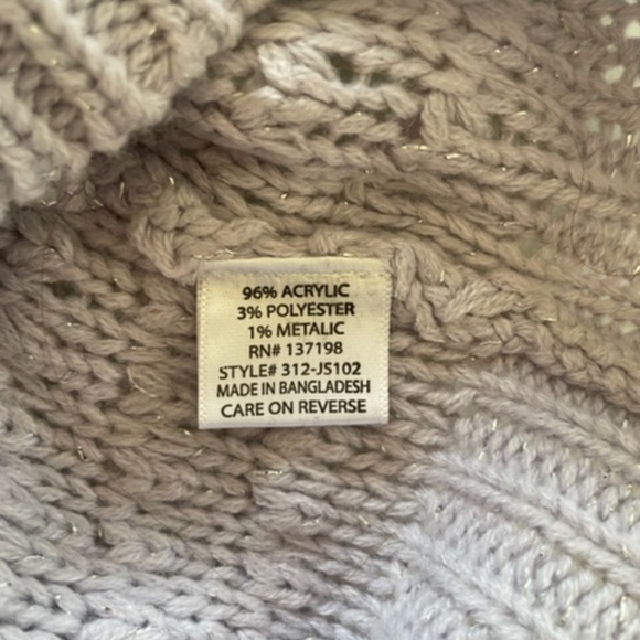 Charlotte Russe | NWT Lilac Glitter Crochet Open Back Sweater Y2K Pastel, Size S - Picture 7 of 8